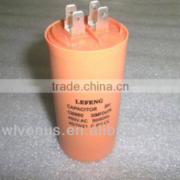 white plastic round case cbb60 run capacitor 250vac