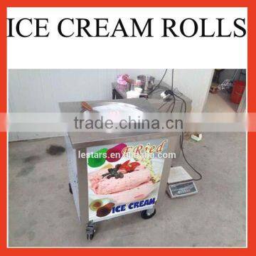 Single flat round pan fried ice machine / ice cream roll maker/ frozen yogurt for ice cream shops made in China