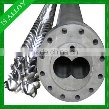 Parallel twin screw barrel for plastic extruder/for pipe production line