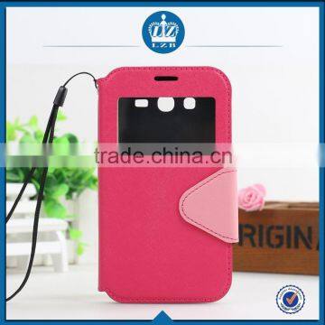 LZB Fashion color contrast series view windows flip cheap cell phone cover for LG G2 mini leather case
