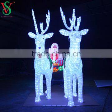 Christmas Life Size LED Reindeer Sleigh With Santa Claus