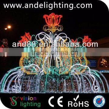 3D artificial square motif holiday outdoor decorative led fountain light