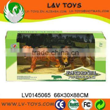 Simulation pvc animal models lion and tiger toys set 2 in 1
