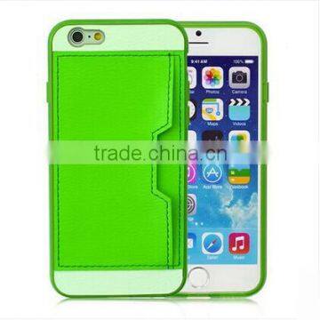 Design mobile phone leather case with credit card holder back cover for iphone 6