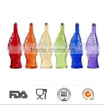 780ml colorful fish bottle with wooden cork