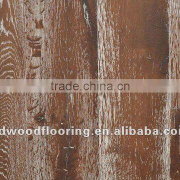 Multilayer engineered smoked oiled white washing oak flooring