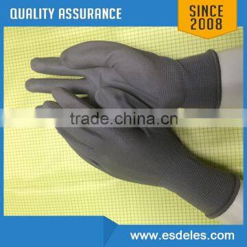 Black Nylon PU Tip Coating Antistatic Gloves