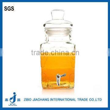 6L square glass drink dispenser bottle with tap