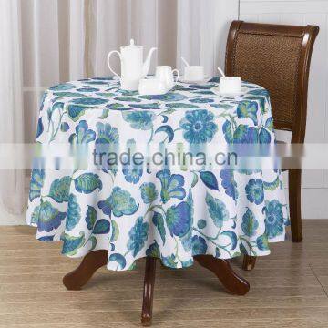 Printed Table Cloth Polyester Blue Flower