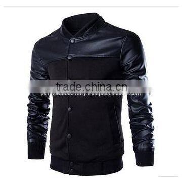 varsity bomber jacket with leather panel expensive but super fine elite class quality