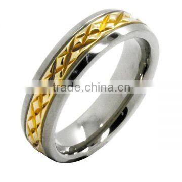 Fashion Cheap Wholesale Gold Inlay Wedding Finger Ring Stainless Steel Ring