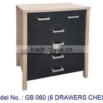 Wooden 6 Drawers Chest For Home Multifunctional Drawer Storage Cabinet In Simple Design Double Color Combine Stylish Look