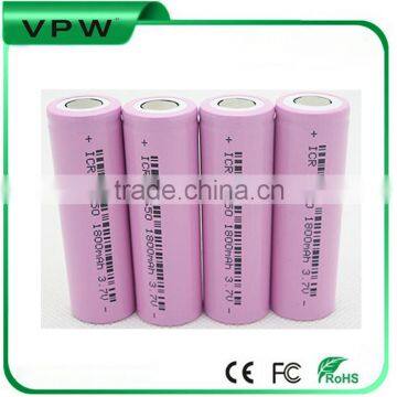 Real capacity 1800mah 3.7v isr18650 li-ion rechargeable battery