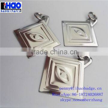 manufacture custom shape metal hang tag, engraved metal custom jewelry tag