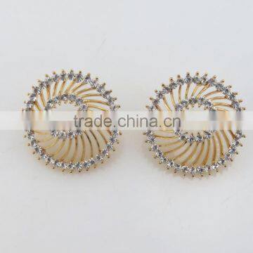 Girls unique fashion 2015 swirl shape rhinestone round earring