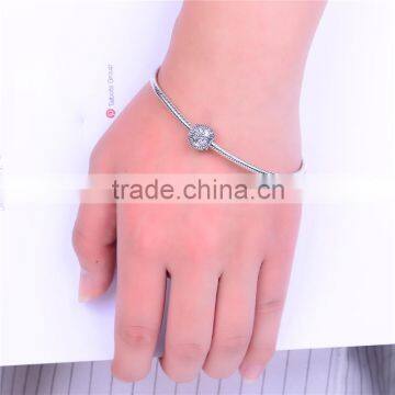X325 Wholesale Engravable Silver Heart Charms Beads With Zircon
