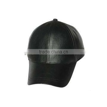 6 panel Leather baseball cap