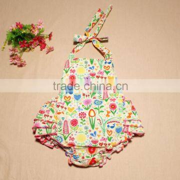 2016 Wholesale Baby Toddler Clothes Cotton Bubble Romper Summer Sunsuit Ruffled Print Flowers Romper Ruffle Romper Newborn Baby photo-5