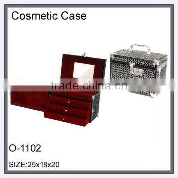 3 drawers code lock tiered cosmetic case