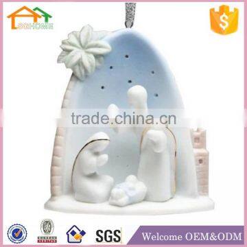 Factory Custom made best home decoration gift polyresin resin tree ornaments with nativity