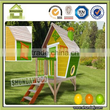 SDPH01 Outdoor Wooden Children Playhouse for Kids Game Slide