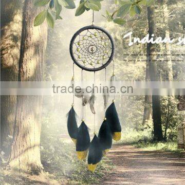 Promotional Christmas gift ornament Home Room Interior Decoration accessories Handmade Traditional Black leather dream catcher