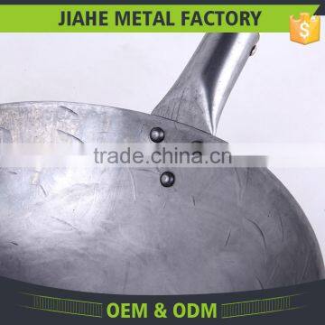 Chinese Hotel Hand Made Flat Bottom Wok Carbon Steel Pan