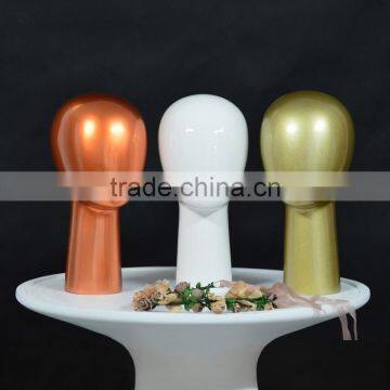 Fashion Golden Egghead Female Mannequin Head Fiberglass Display For Cap photo-3
