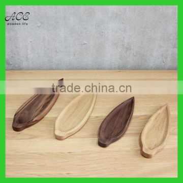 2016 new style high quality leaf shape wooden tray