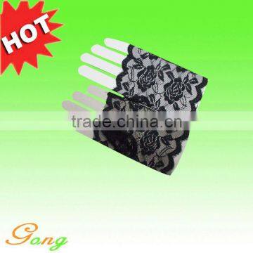 Black fingerless lace gloves for party