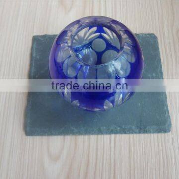 Elegant Slate Candle Holder With Exquisite Engraved Glass Candle Holder photo-3