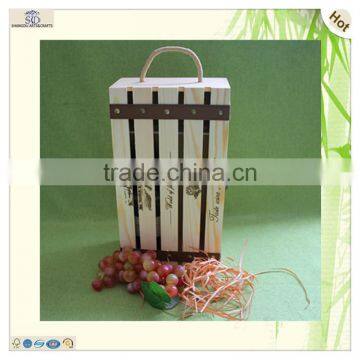 Hinge Roller 2 Bottle Pine Wooden Wine Gift Box photo-4