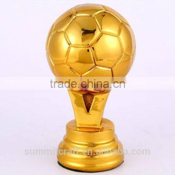 Wholesale Resin Gold Plated Football Trophy Soccer