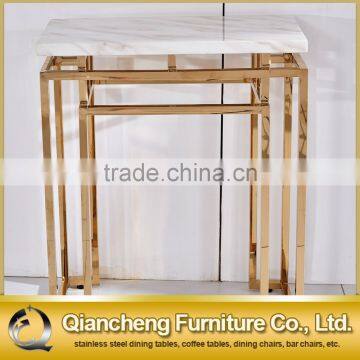 Normcore Golden Console Table With White Marble photo-4