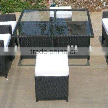 Patio Outdoor Wicker PE Rattan Dining Set for Six People