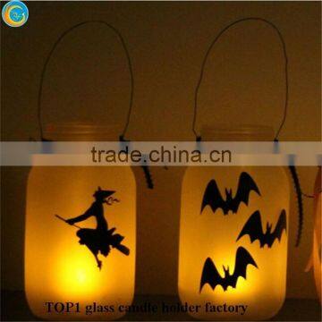 mercury glass bird Hanging Glass Jar Lamp
