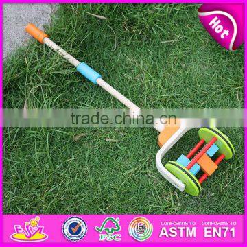 2015 Hot new wooden hand push cart toy for kids,Classic Cartoon Cart Wooden Push Toy,Baby favorite wooden push cart toy W05A010