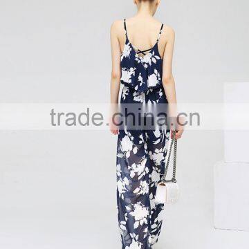 New Arrival Clothing Manufacturer Chiffon Flora Printed Women Jumpsuit photo-2