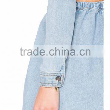 Denim Button Down Vintage Dress New Fashion Woman Denim Dress photo-4