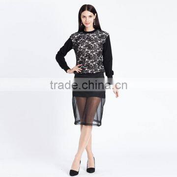 Black Double Layer Sexy Women Transparent Mesh Short Skirt