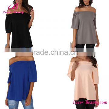 Big Stock Off Shoulder Short Sleeveless Lady Latest Design Girls Tank Top