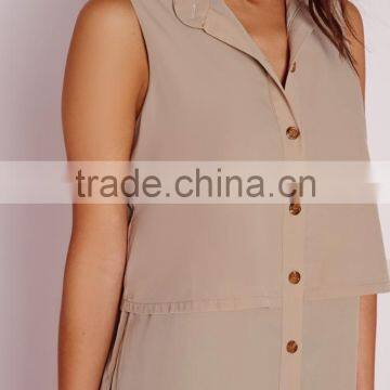 Hot Sale Lady Sleeveless Double Layer Utility Blouse New Patterns photo-5
