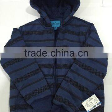 Manufacture Navy Blue Stripe Style Boy Baseball Jacket With Hoody photo-4