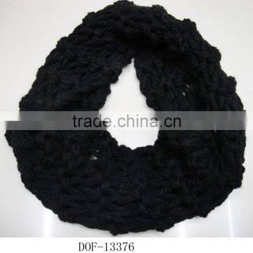 Fashion the latest winter plain knitted loop acrylic infinite neck scarf