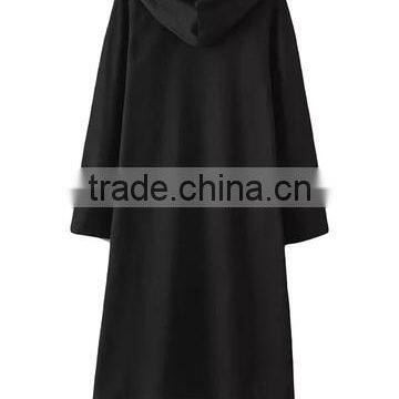 Plus Size Print Letters Ruffle Fleece Hoody Women Long Hoodie Dress With Hooded photo-2