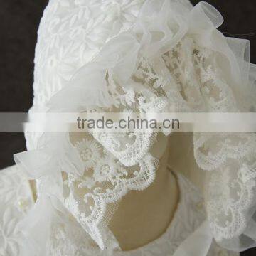 2017 New Born Baby Clothes White First Communion Dress Embroidery Flower Baby Cotton Frocks Designs 1 Year Baby Girl Dresses Hat photo-4