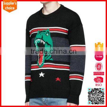 Fashion mens striped pullover sweater knitted pattren custom knitted striped sweater