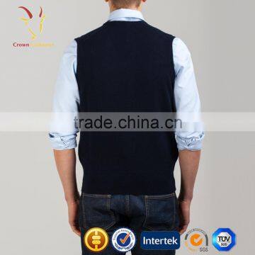 Sleeveless Plain V Neck Men Pullover Sweater photo-3