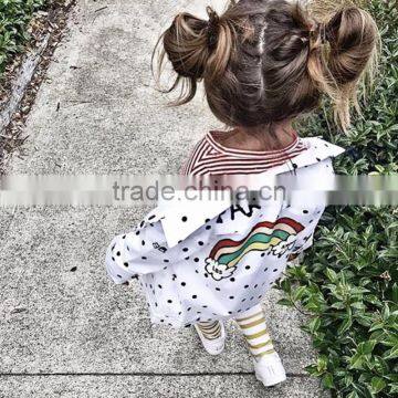 2-7 Years 2017 New Wholesale Cotton Full Sleeves Dots Rainbow Kids Girls Coats (pick Size ) photo-4
