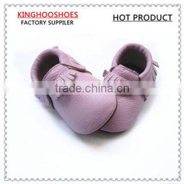 rubber sole light purple baby moccasin shoes 2015 new produced